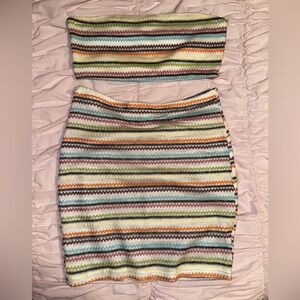 Princess Polly Multicolor Striped Mini Skirt And Tube Top Set
